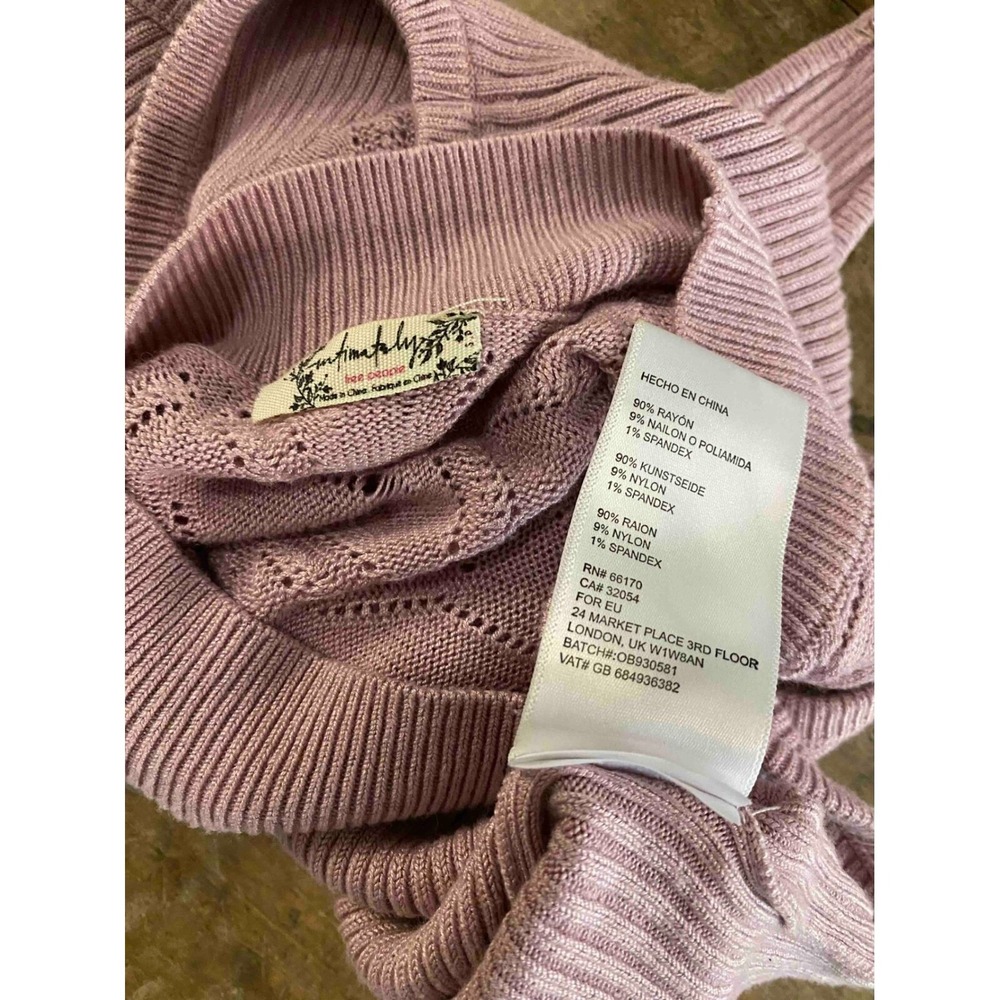 Free People Pink Ribbed On Point Yoke High Mock Neck Bodysuit Sleeveless S - Picture 7 of 9